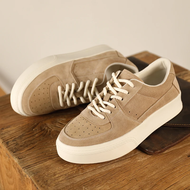 

Men's Vulcanize Shoes Cow Suede Khaki Green Lace-up Casual Shoes Handmade Canvas Shoes Free Shipping Size 38-44