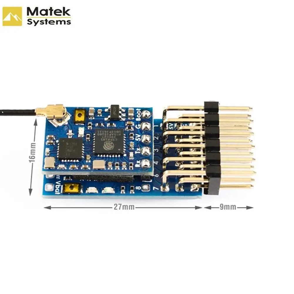 

Приемник вариометра Matek Elrs-r24-v R24v Elrs 2,4g 7ch Pwm Vario с Crsf-pwm-v преобразователем для радиоуправляемые планеры Fixed-wings