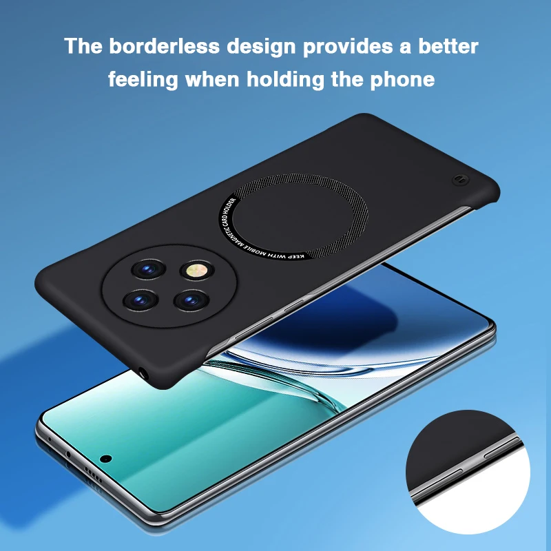 Фото Тонкий легкий чехол для телефона OPPO F27 Pro Plus Pro+ A3 Pro 5G, магнитный, безрамочный дизайн, простой, роскошный, жесткий, с защитной задней крышкой №3