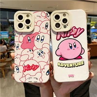 cartoon kirby phone case for iphone 13 12 11 pro max mini xr xs max 8 x 7 6 plus se 2022 cute lady girl soft silicone cover gift