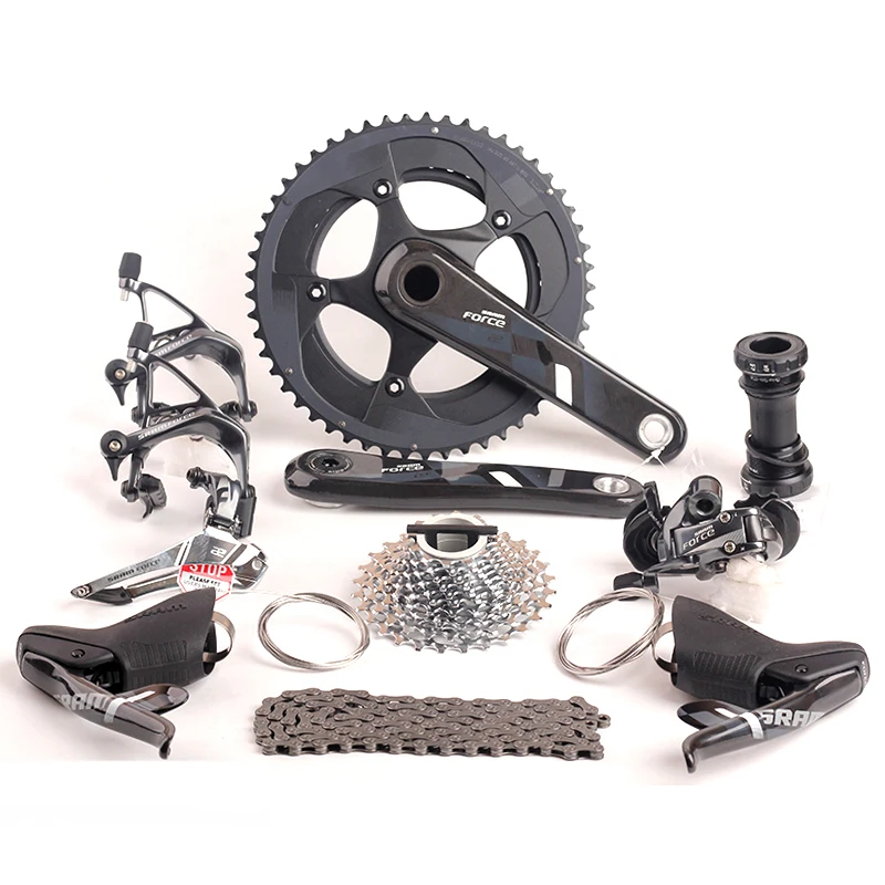 

SRAM FORCE 22 2X11 Speed Mechanical Rim Brake Carbon Derailleur Groupset C-Brake Calipers 50X34T 170mm GXP Bicycle Kit