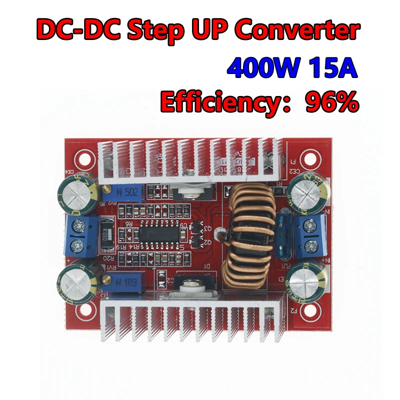 

DC 400W 15A Step-up Boost Converter Constant Current Power Supply LED Driver 8.5-50V to 10-60V Voltage Charger Step Up Module