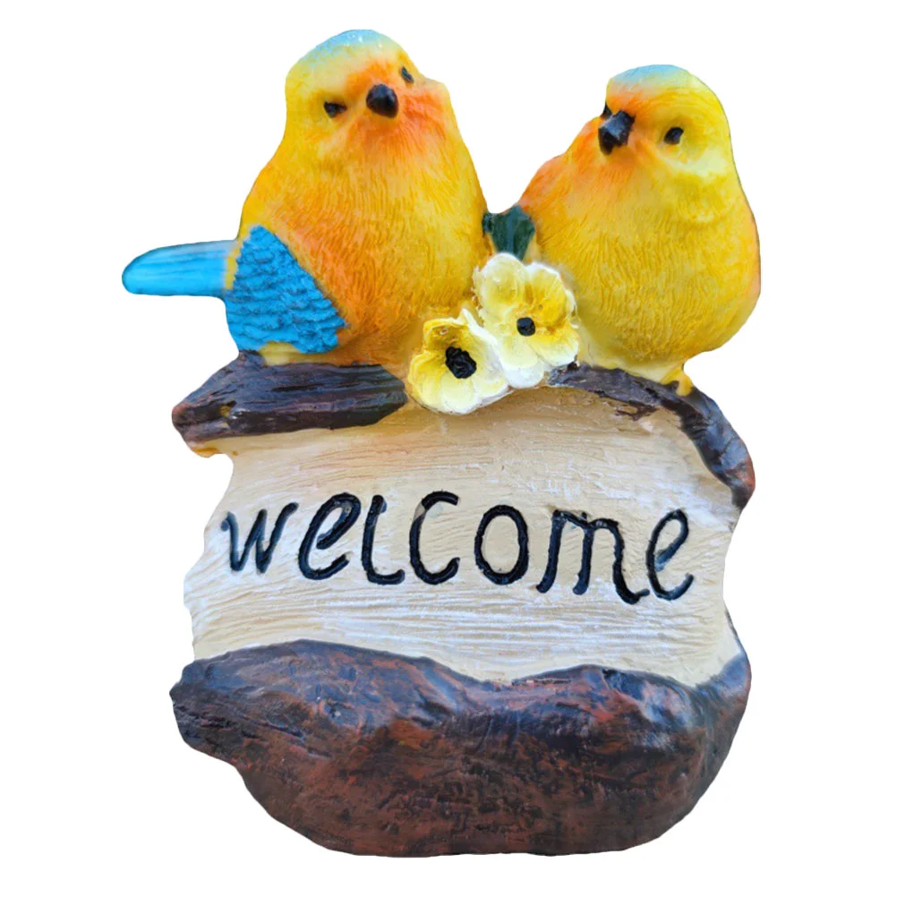 

Bird Welcome Garden Statue Sign Figurine Decor Animal Door Yard Owl Ornament Lawn Decoration Home Figurines Resin Small Greeting