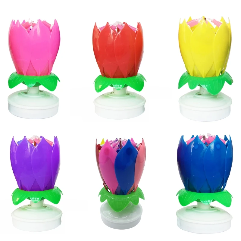 

Beautiful Blossom Lotus Flower Candle Music Candle Rotating Musical Candle Drop ship