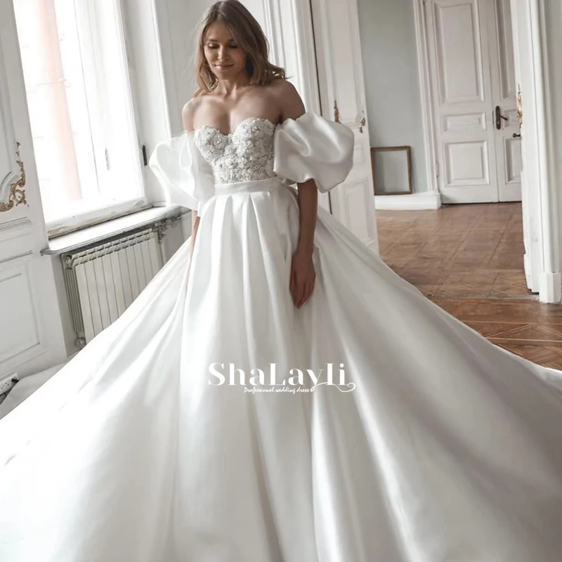 

Luxurious Wedding Dress Organza With Princess Ball Gown Nude O-neck Full Sleeve Bride Gowns Vintage Button Vestido De Novia Plus