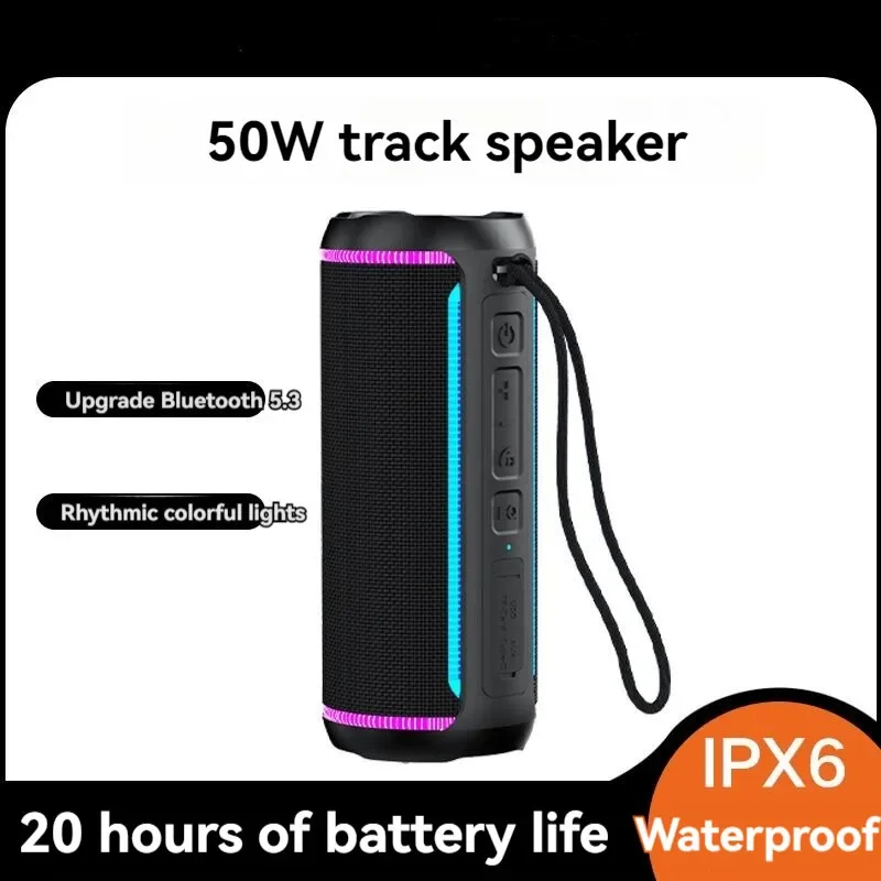 Фото 2025 Новый мощный Bluetooth-динамик, портативный уличный водонепроницаемый сабвуфер, 3D-колонка объемного звука с RGB-подсветкой, TWS TF-карта №1