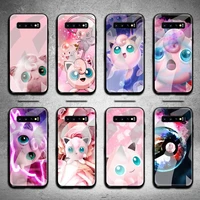 pok%c3%a9mon jigglypuff phone case tempered glass for samsung s20 plus s7 s8 s9 s10 note 8 9 10 plus