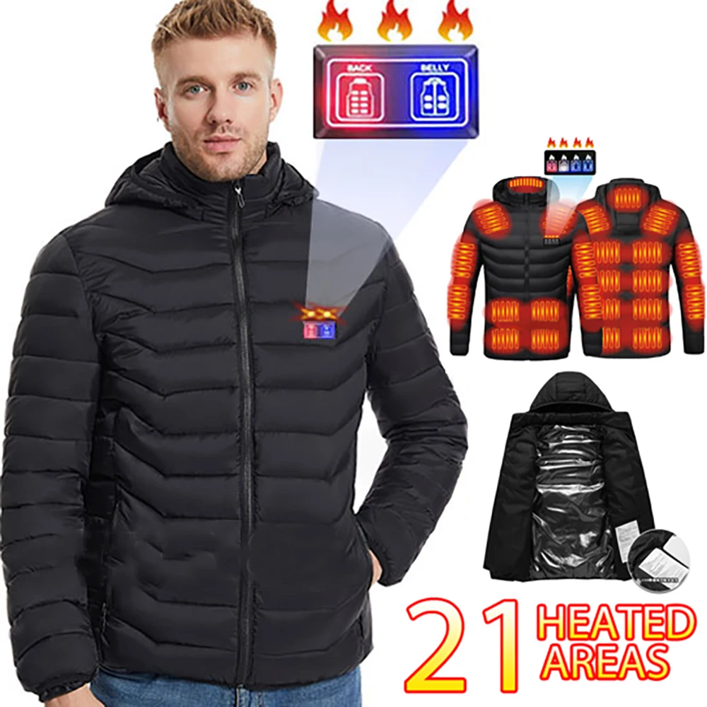 

21 Zones Camping USB Heating Jackets Men Winter Warm Heated Electric Heated Jackets Waterproof Outdoors Ski Jacket Coat Women