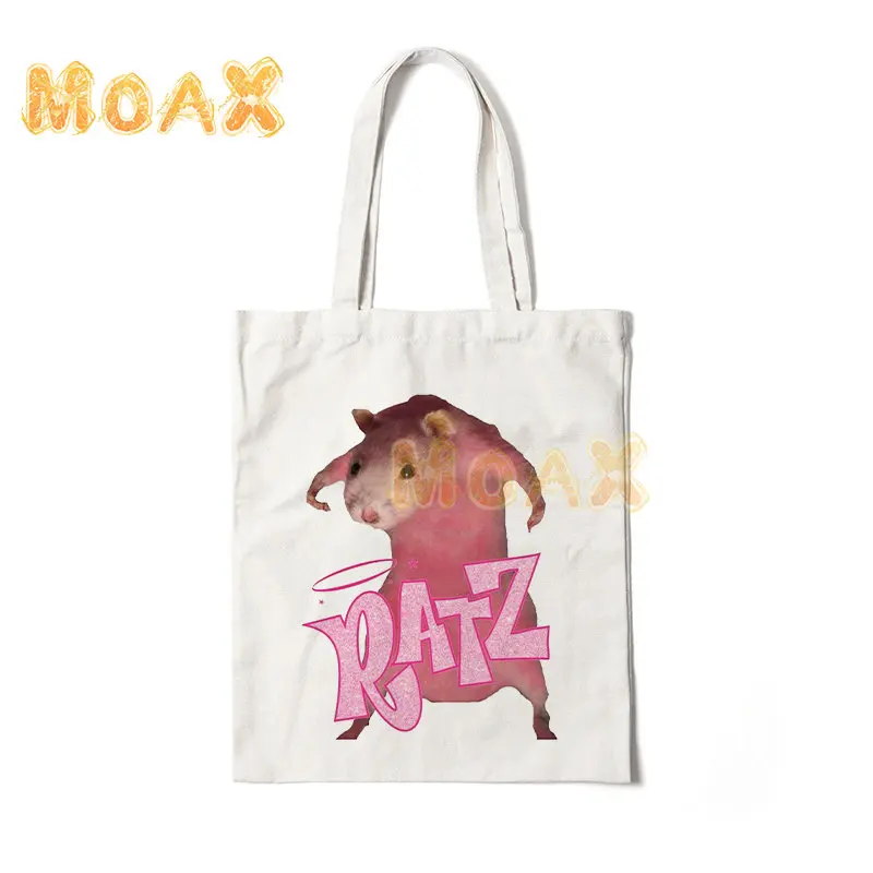 

Kawaii Ratz Shopping Bag Reusable Grocery Canvas Women's Handbags Harajuku Shoulder Bag Eco Large Capacity Reusable Tote Bags