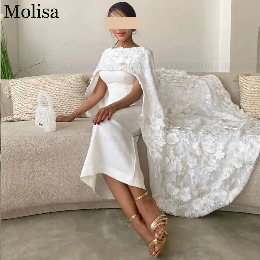 Белое Атласное кружевное платье MOLISA официальные женские вечерние платья длиной