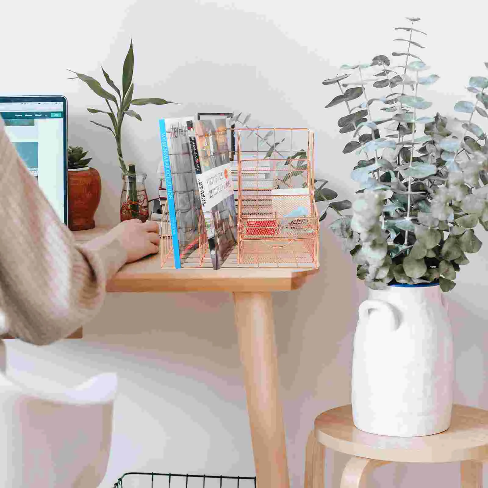 

Paper Organizer Storage Document Holder Magazine Rack Black Iron Metal File Office Supplies Accessories Important