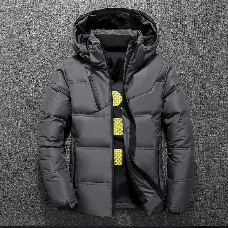 

New Wite Duck Down Jacket Men Winter Warm Solid Color ded Down Coats Tick Duck Parka Mens Down Jackets Winter Outdoor Coat