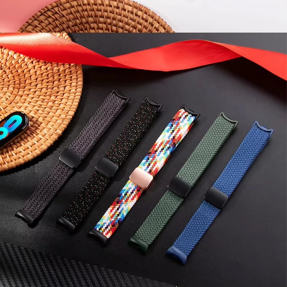 Фото Ремешки для Xiaomi Mi Band 10 9 8 NFC, сменный ремень для часов, аксессуары, магнитный плетеный браслет Correa, ремешок Miband 9 Miband 8 №3