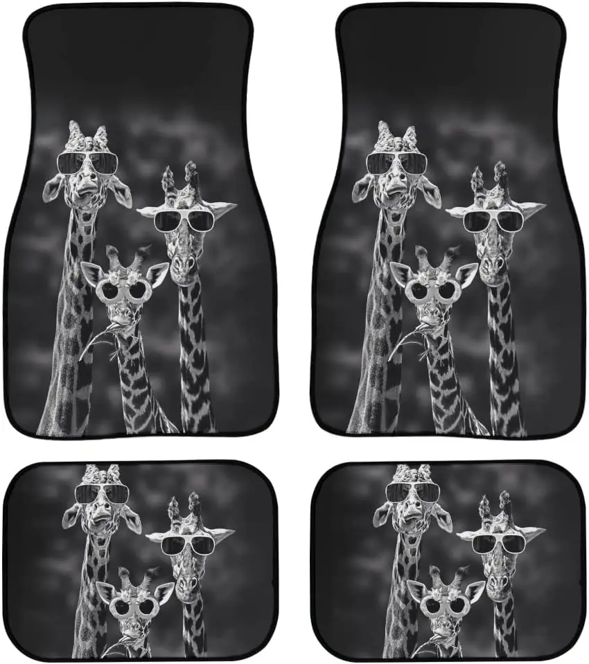 

Забавный Жираф с рисунком солнцезащитных очков, коврик для интерьера автомобиля, коврики для автомобиля, Универсальный подходит для переднего и заднего салона автомобиля