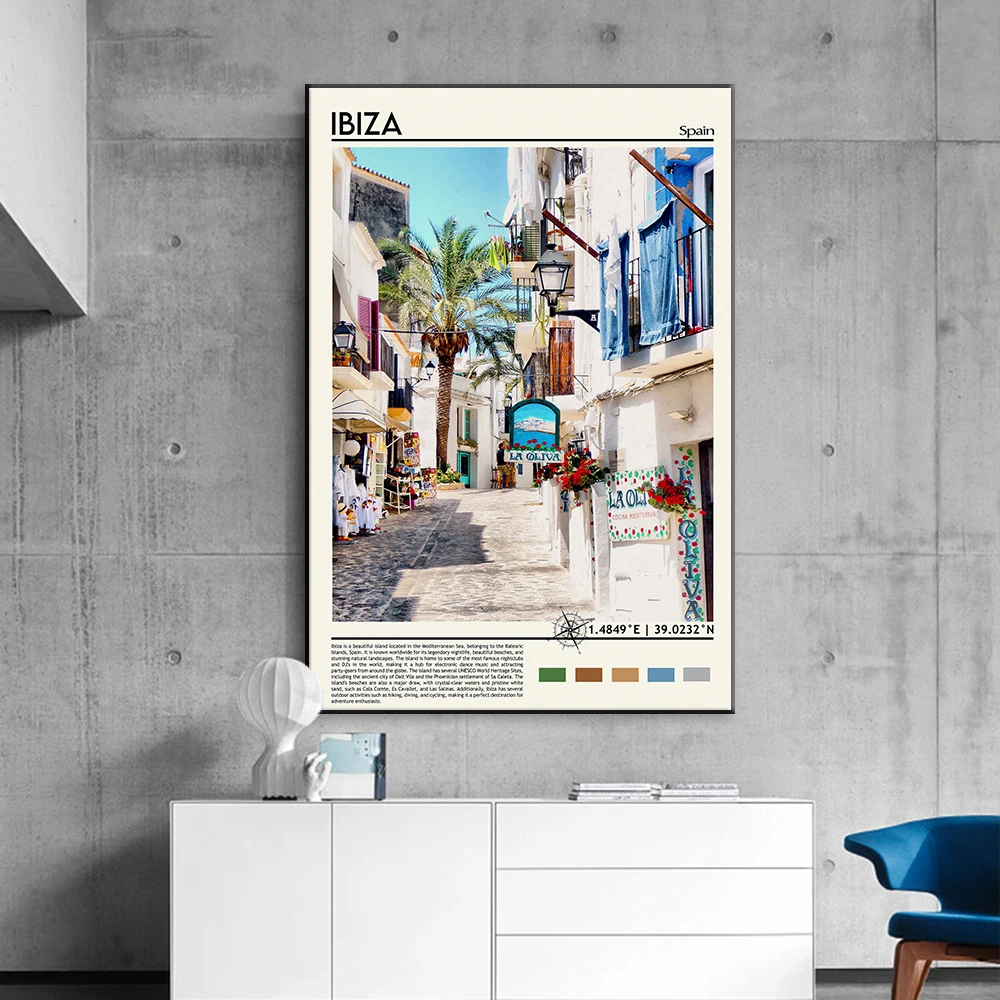 Настенный винтажный постер Ibiza для путешествий пейзаж Испании красочный принт