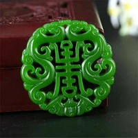 new green natural chalcedony pendant jade agate statue stone china hand carving jewelry fashion amulet men women gifts
