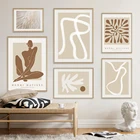 Настенный постер в стиле бохо с абстрактными изображениями матизса, бежево-белых линий, минималистичные картины на холсте, картина с принтом для гостиной, домашний декор