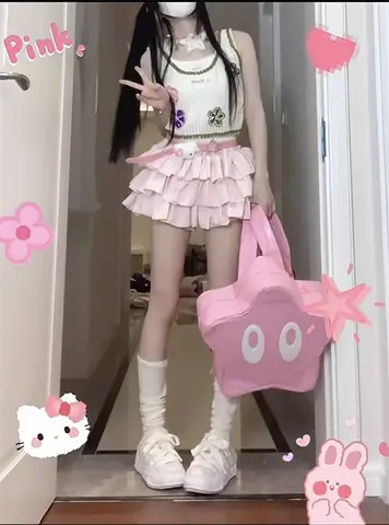Розовая плиссированная юбка  Y2K Kawaii