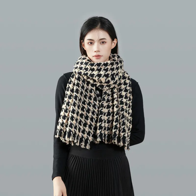 

Winter Thousand Bird Lattice Scarf Shawl Dual-purpose Bib Scarf Women Muffler Men's Designer Plaid Scarf Scarves and Shawls