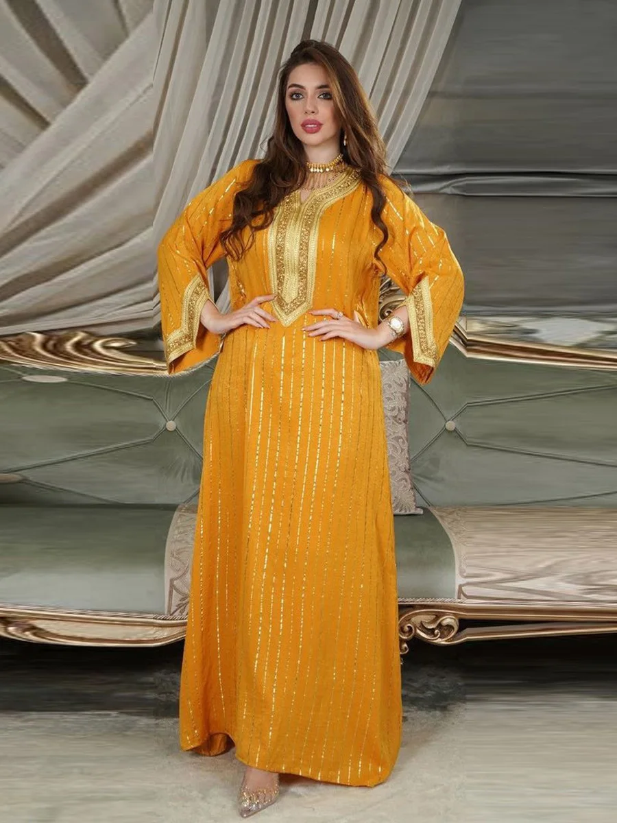 Платье-Кафтан Jalabiya женское, повседневное Сдержанное платье в Дубае, мусульманское, арабское, Марокканское, праздничное, мусульманское плат...