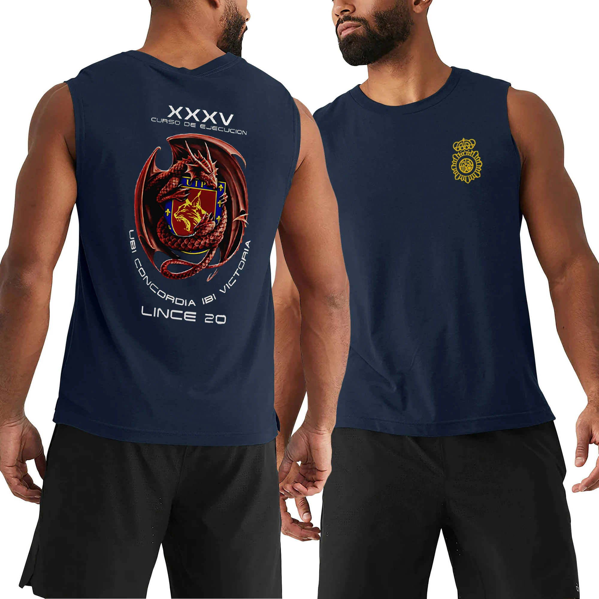 XXXV Promoción UIP Lince 20 Arida испанское Policia Baile жилет из 100% хлопка с круглым вырезом