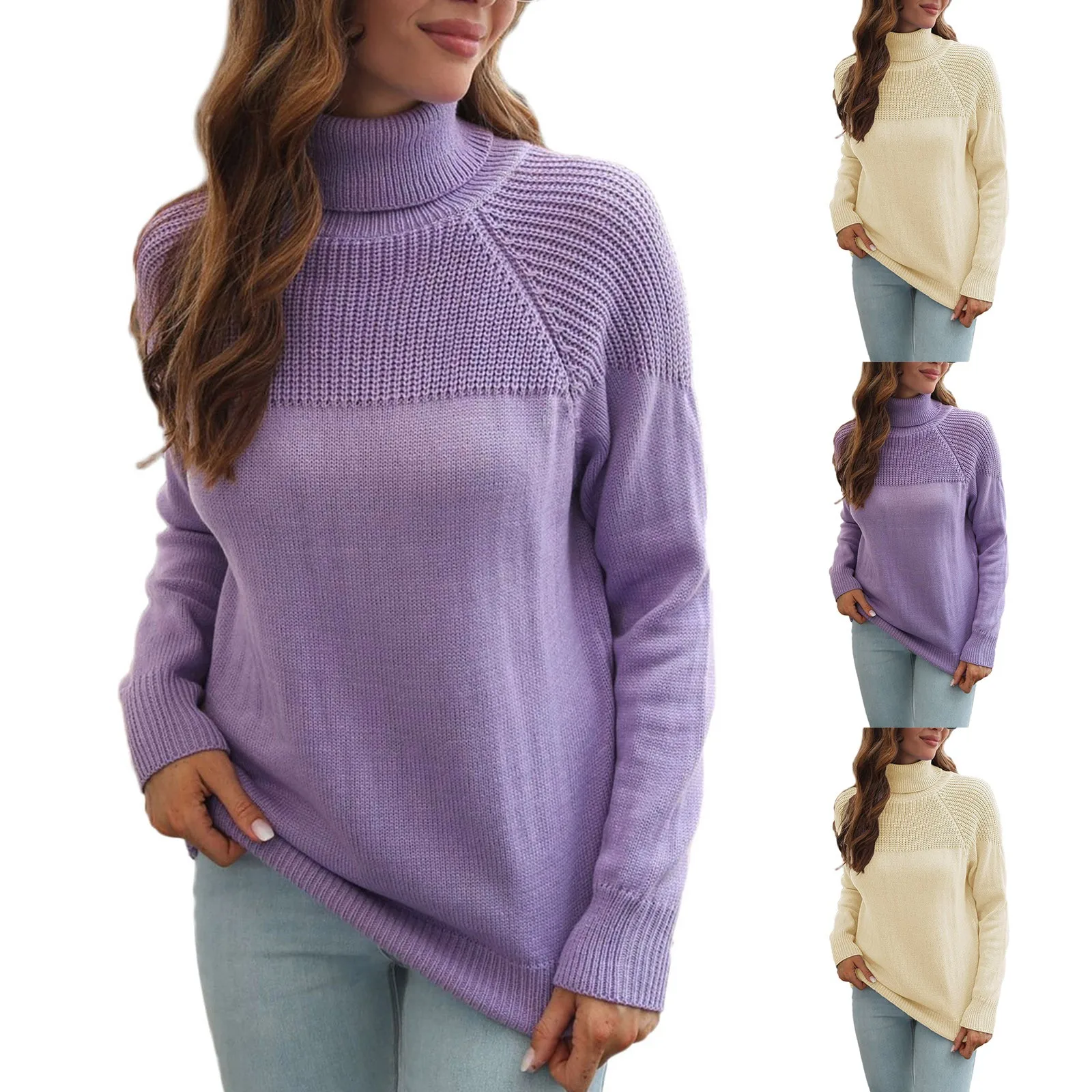 

Женский свитер с высоким воротником, пуловер с длинным рукавом, свитеры, легкие Свободные повседневные теплые вязаные топы, вязаный свитер ...