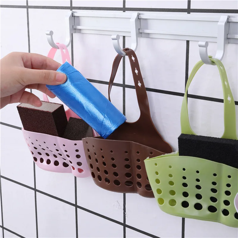 

Adjustable Snap Kitchen Sink Drain Basket Button Type Hanging Drain Basket Dish Cloth Rack Faucet Sponge Holder Storage Basket