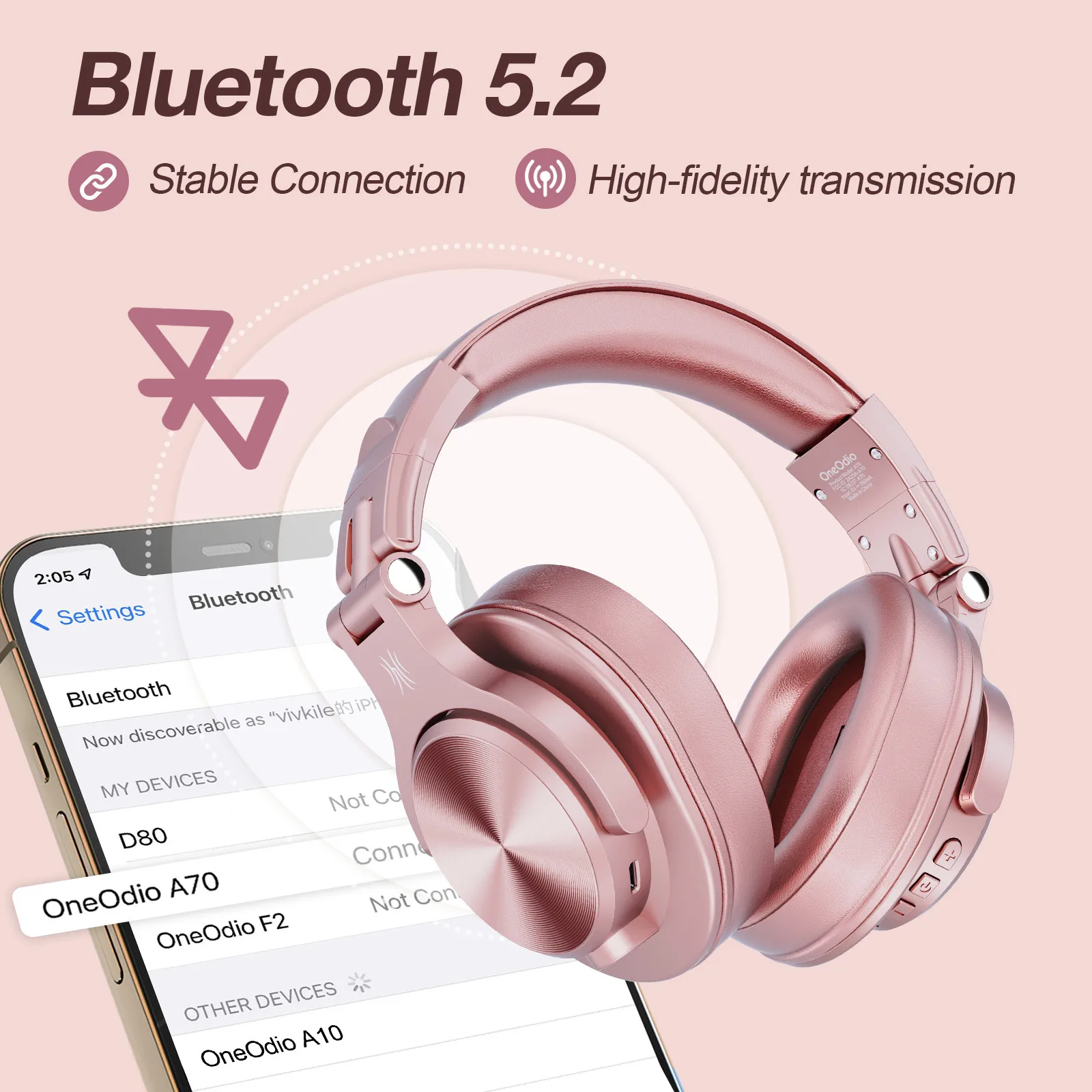 Наушники Oneodio - A70 Bluetooth 5 2 накладные беспроводные наушники профессиональные
