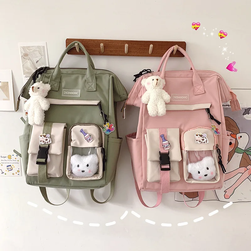 

2022 Preppy Purple Backpack Women Waterproof Candy Colors Backpacks Fancy High School Bags for Teenage Girl Cute Travel Rucksack