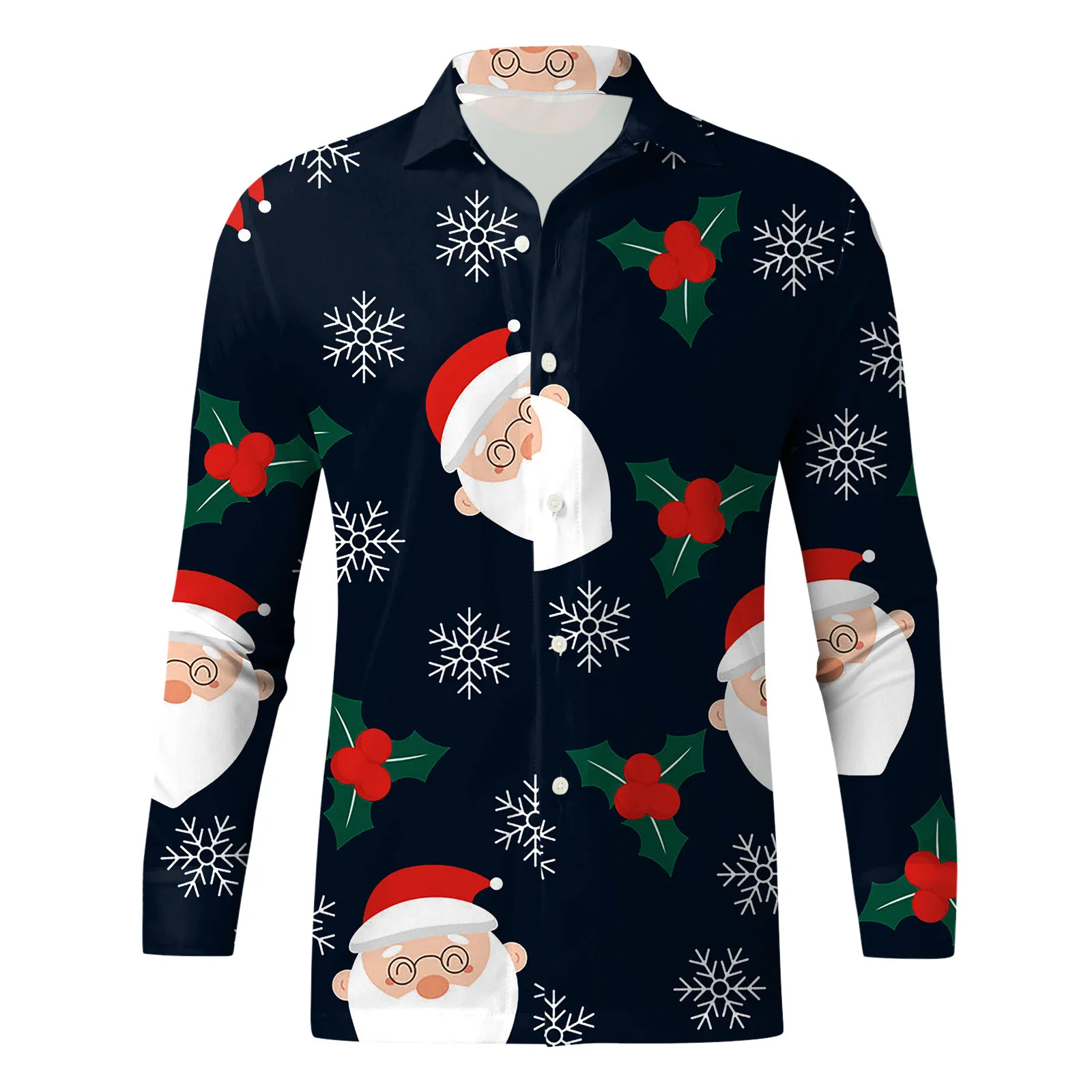 

Men Long Sleeve Shirt Christmas Shirt Banquet Holiday Snowflake Elk Printed Tees Top Fashion Cartoon Xmas Men Long Sleeve Shirt