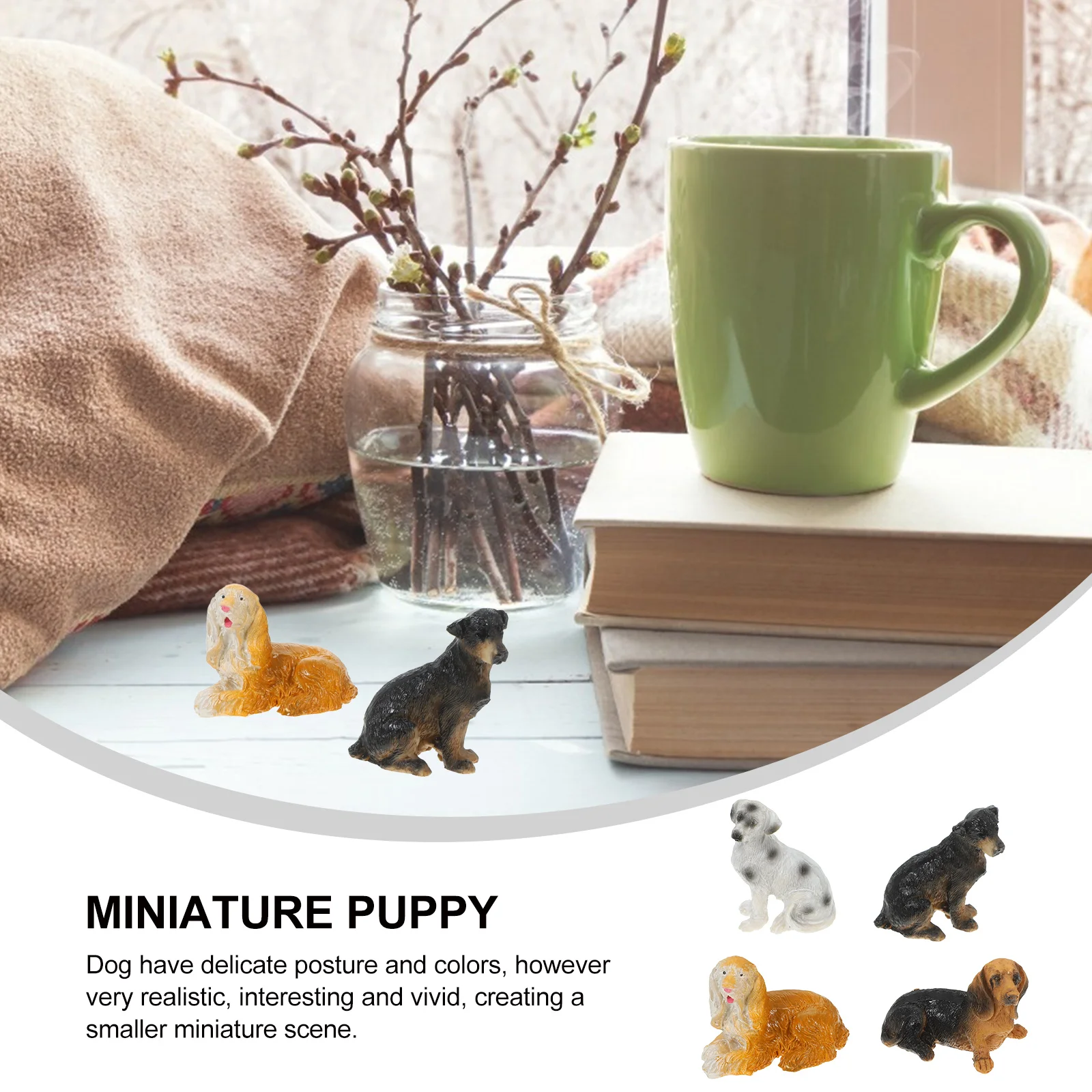 4 шт. игрушки кукольный домик мини модель животного миниатюрные четыре собаки и