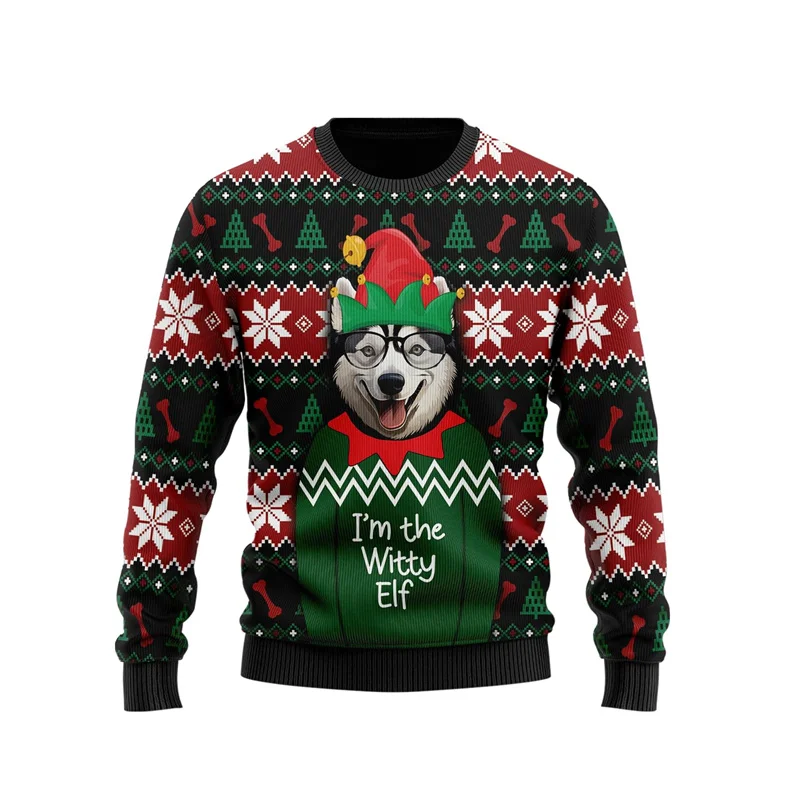 Толстовка с 3D принтом Witty Dog для мужчин пуловер рождественским узором домашних
