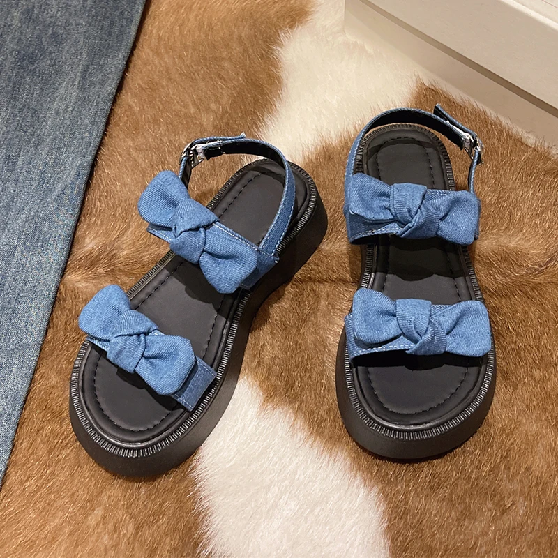 

Women Flats Summer Sandals Platform Bow Shoes 2023 Fashion Slippers New Trend Dress Casual Slides Open Toe Women Walking Shoes