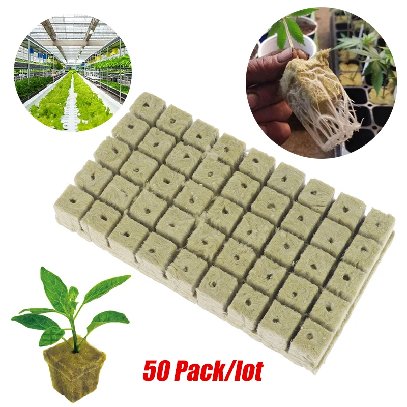 50Pcs/lot Soilles Planting Sponge Grow Garden Starter Cubes Rock Wool Plug Soilless Culture Substrate