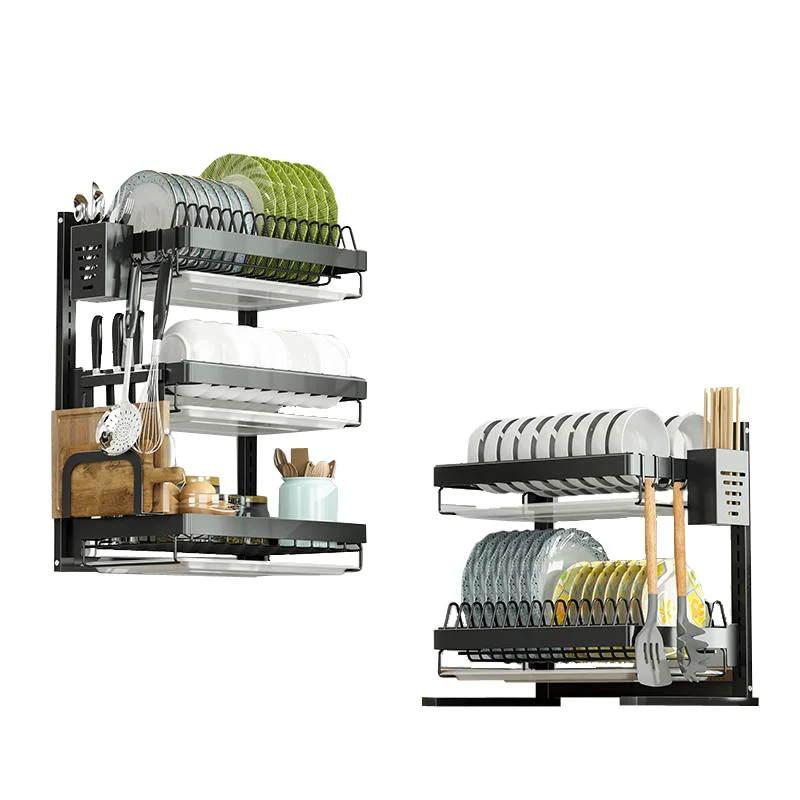 

Factory Price Newest 201 Stainless Steel On 3 Layer Wall Dish Rack