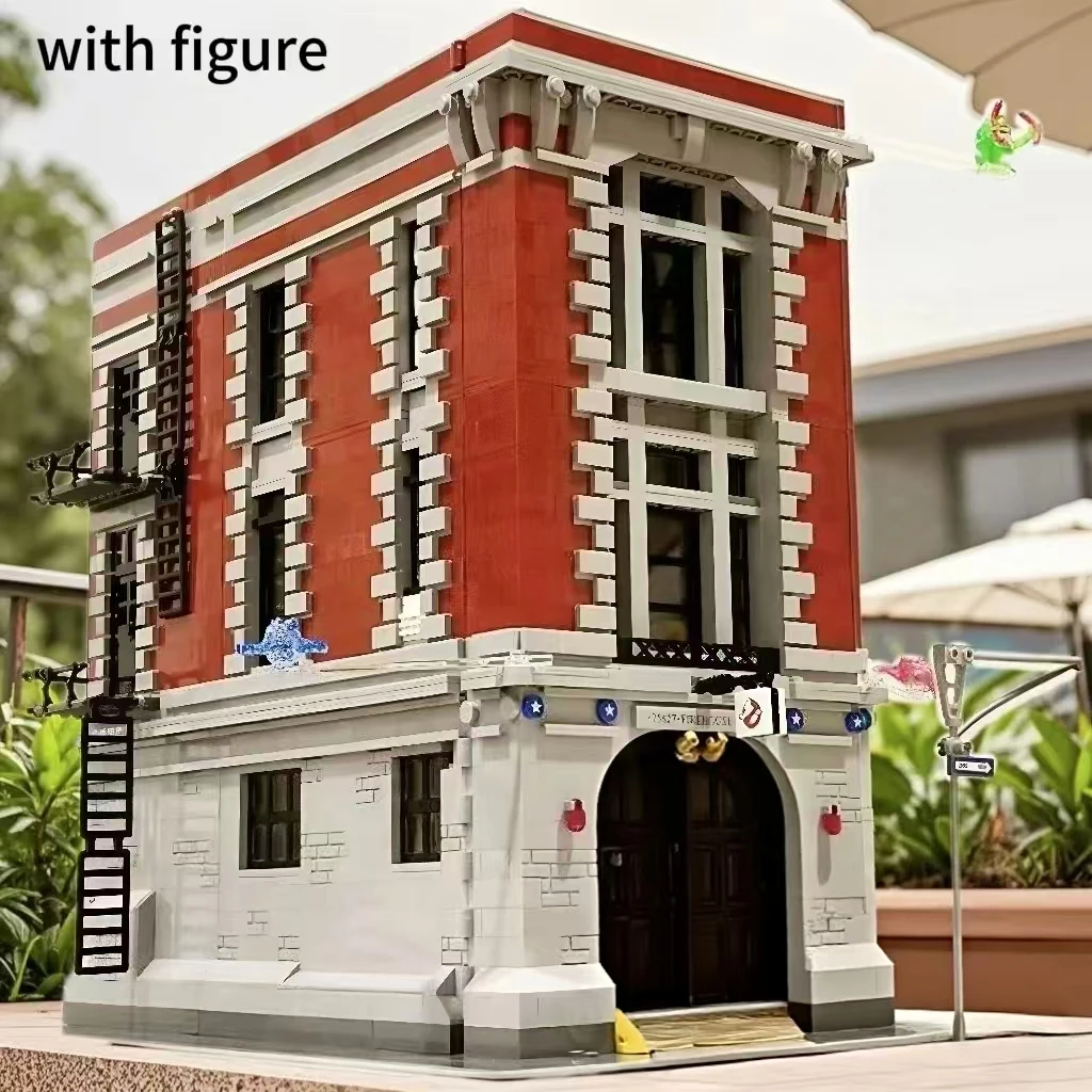 Фото MOC City Street View Firehouse Headquarters 16001, строительные блоки, набор кирпичей, совместимый 75827, детские подарки на день рождения, Рождество, 4634 №3
