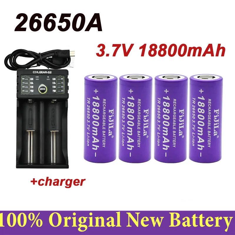 

Free shipping new 3.7V 26650 battery 18800mAh LED flashlight lithium-ion charging battery flashlight lithium-ion battery+charger