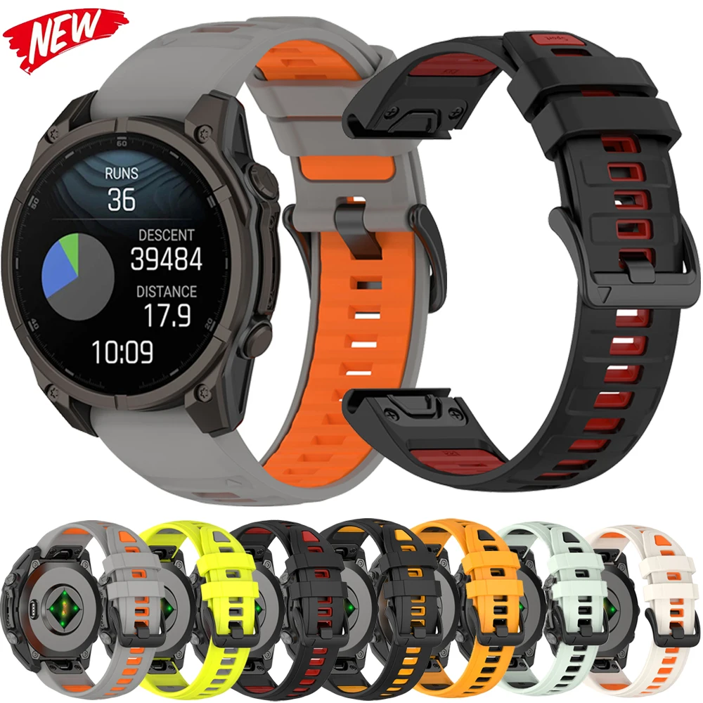 QuickFit 26mm 22mm 20mm Watchband for Garmi Fenix 8 E 7X 7 Pro Sapphire Solar Silicone Bracelet 51mm 47mm 43mm