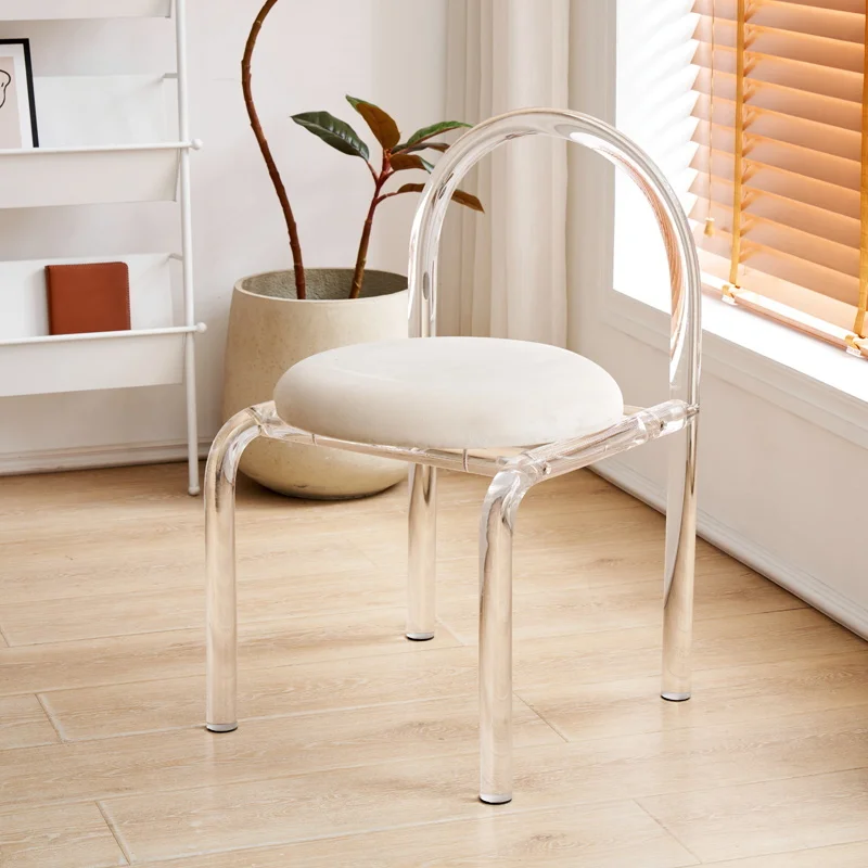 

Скандинавские кофейные стулья, мебель для гостиной, роскошное акриловое кресло, эргономичное кресло для макияжа, прозрачная спинка, обеденный стул
