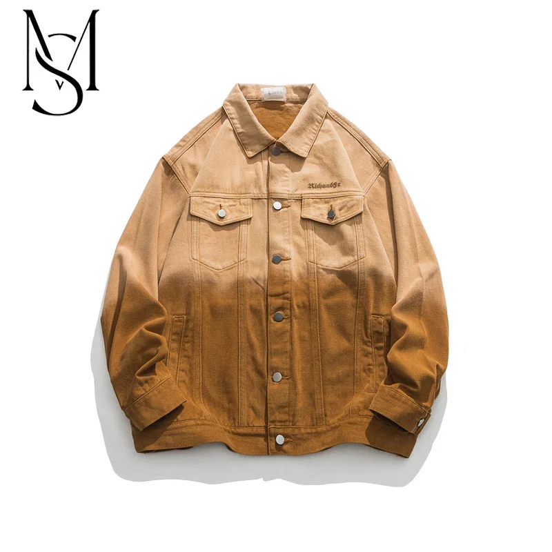 

Винтажная джинсовая куртка с градиентом, стильная Свободная Повседневная парная куртка в американском стиле, весна