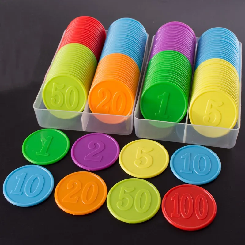 

80PCS plastic poker chips value 1 2 3 5 10 20 50 100 large and small numbers for gaming tokens coins playing game chips
