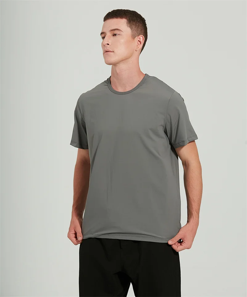 Solid Color Men Fitness Sports Short Sleeve Quick Dry Gym Top Soft Loose T-shirt Moisture Wicking Workout Comprehensive Training