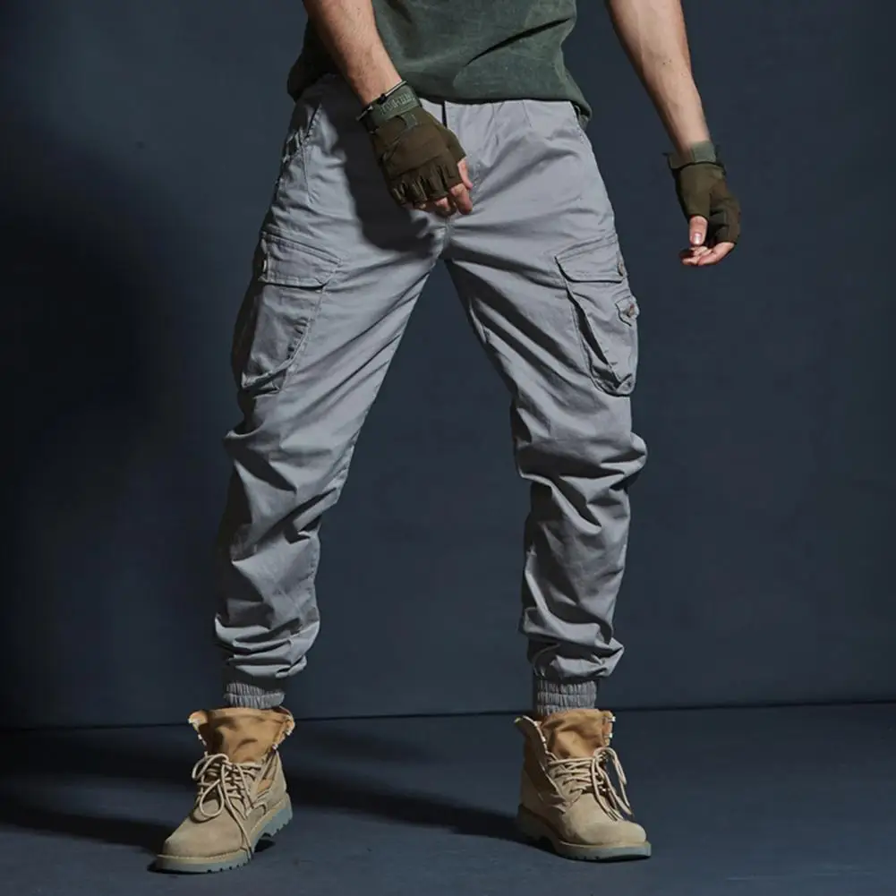 

Брюки-карго мужские однотонные, цветные штаны с несколькими карманами, джоггеры, модные повседневные брюки в стиле милитари, тактические летние
