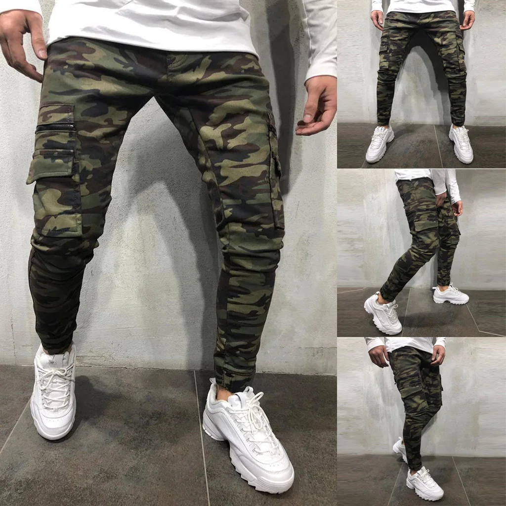 

Men's Fashion Trend Camouflage Jeans Youth Personality Slim Trend Jeans Trousers Spring and Autumn Workwear 2022 New Men's Pants