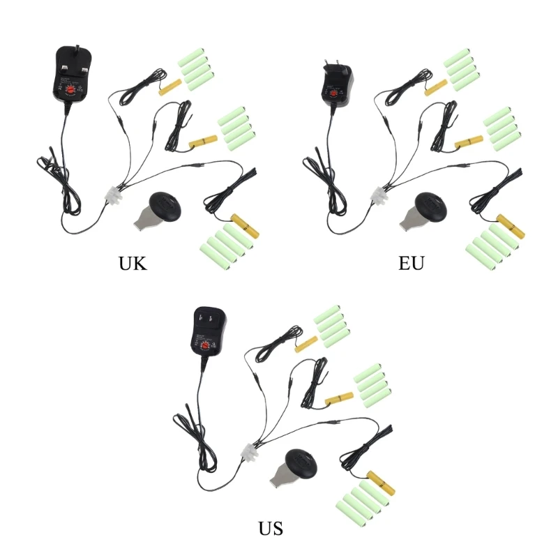 

3in1 AAA Battery Eliminator US UK EU Power Supply Adjustable Voltage 3V 4.5V 6V 9V 12V Adapter Replace 2AAA to 15AAA Batteries