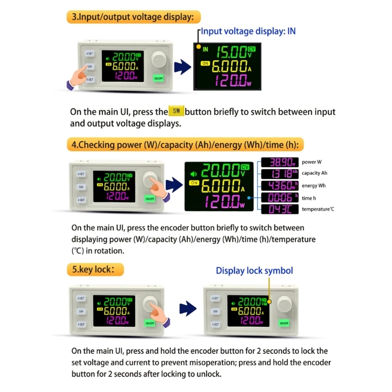 Удобный для пользователя регулируемый солнечный регулятор SK120X 120 Вт пеших