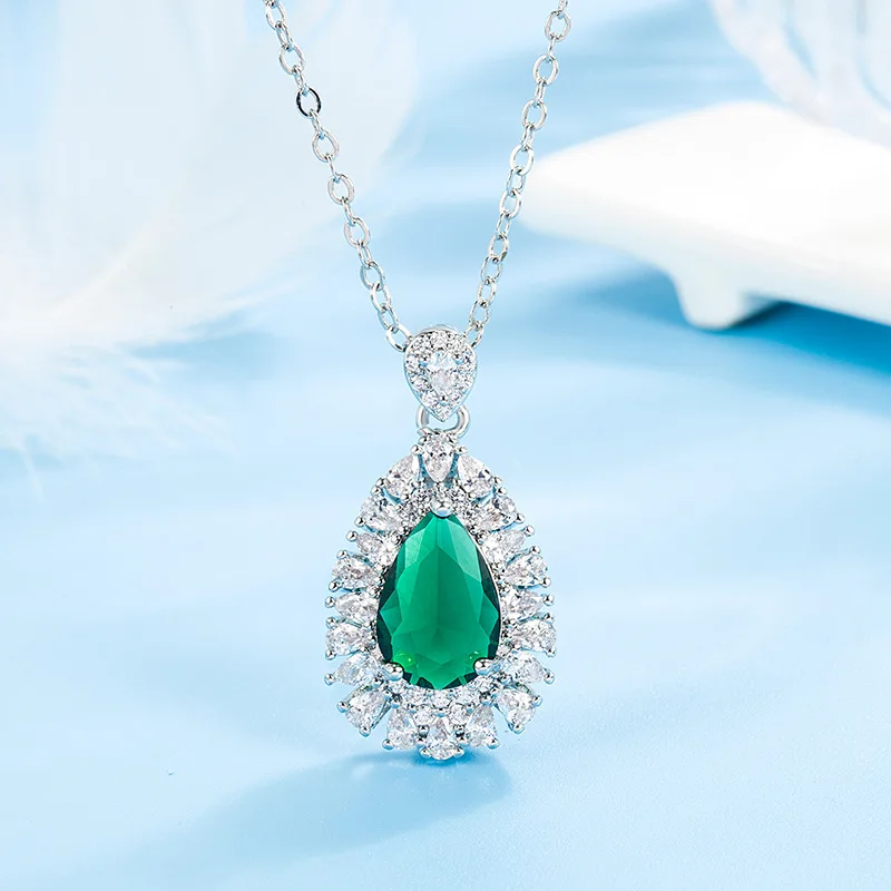 

100% 925 Sterling Silver Emerald Gemstone Pendant Necklace for Women Silver 925 Jewelry Collares Mujer Origin Emerald Pendant