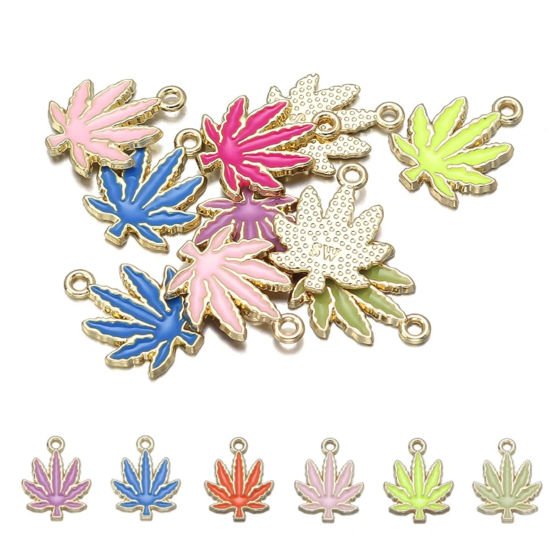 

18X14mm Alloy Candy Maple Leaf Pendant Necklaces Charms Accessories DIY Craft Multicolor Necklace Earring DIY Jewelry