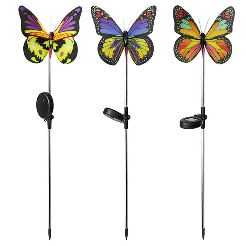 

Outdoor Solar Garden Lights-3 Pack Solar Butterfly Decorative Lights - Color Changing LED Waterproof Solar Stake Lights