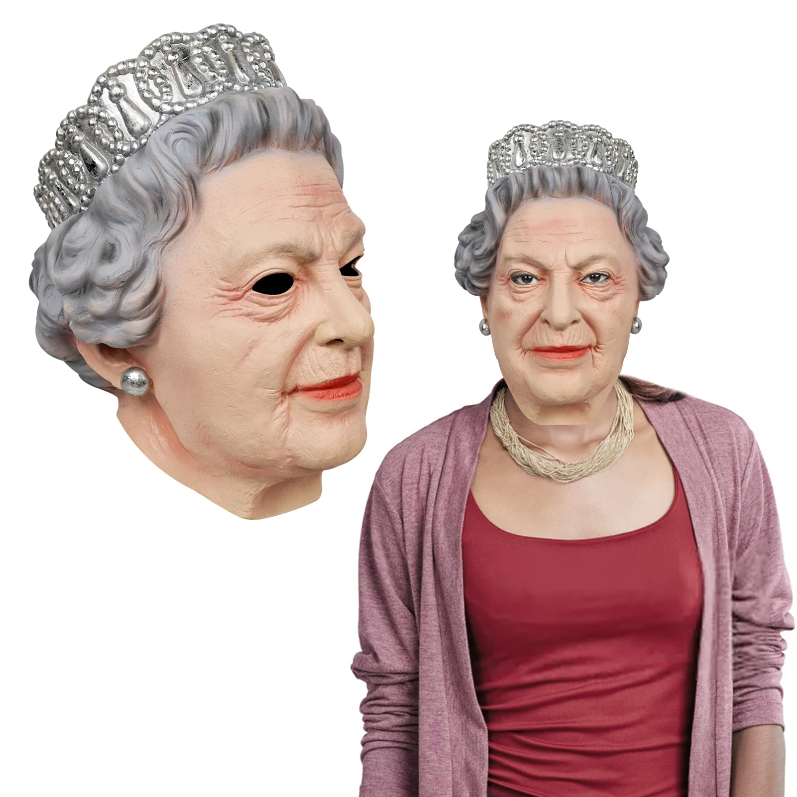 

Queen Elizabeth Face Cover Royal Family Queen Elizabeth Full Face Cover Stretchy Visible Cosplay Costume For Celebrity Birthday